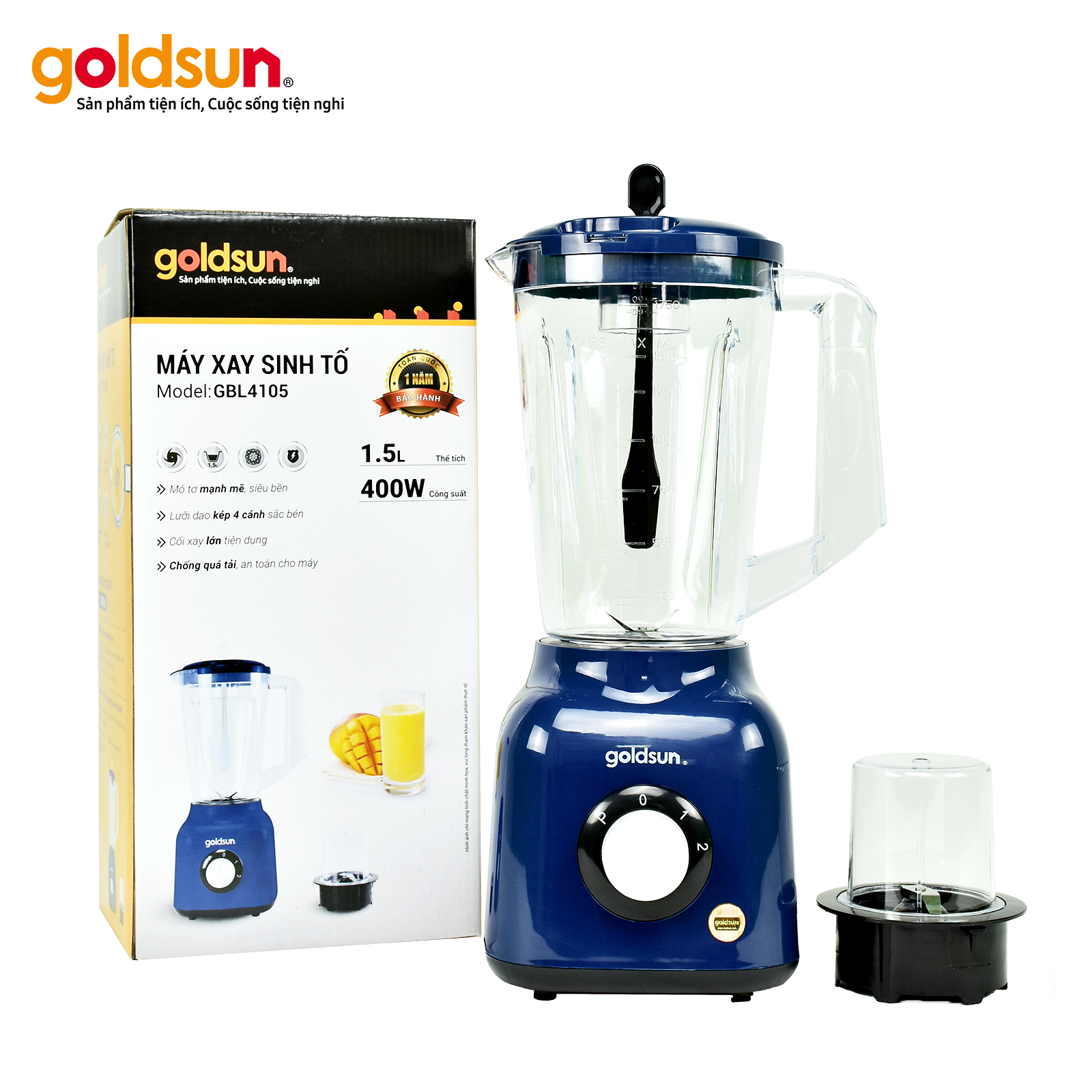 Máy xay sinh tố Goldsun 2 cối nhựa GBL4105