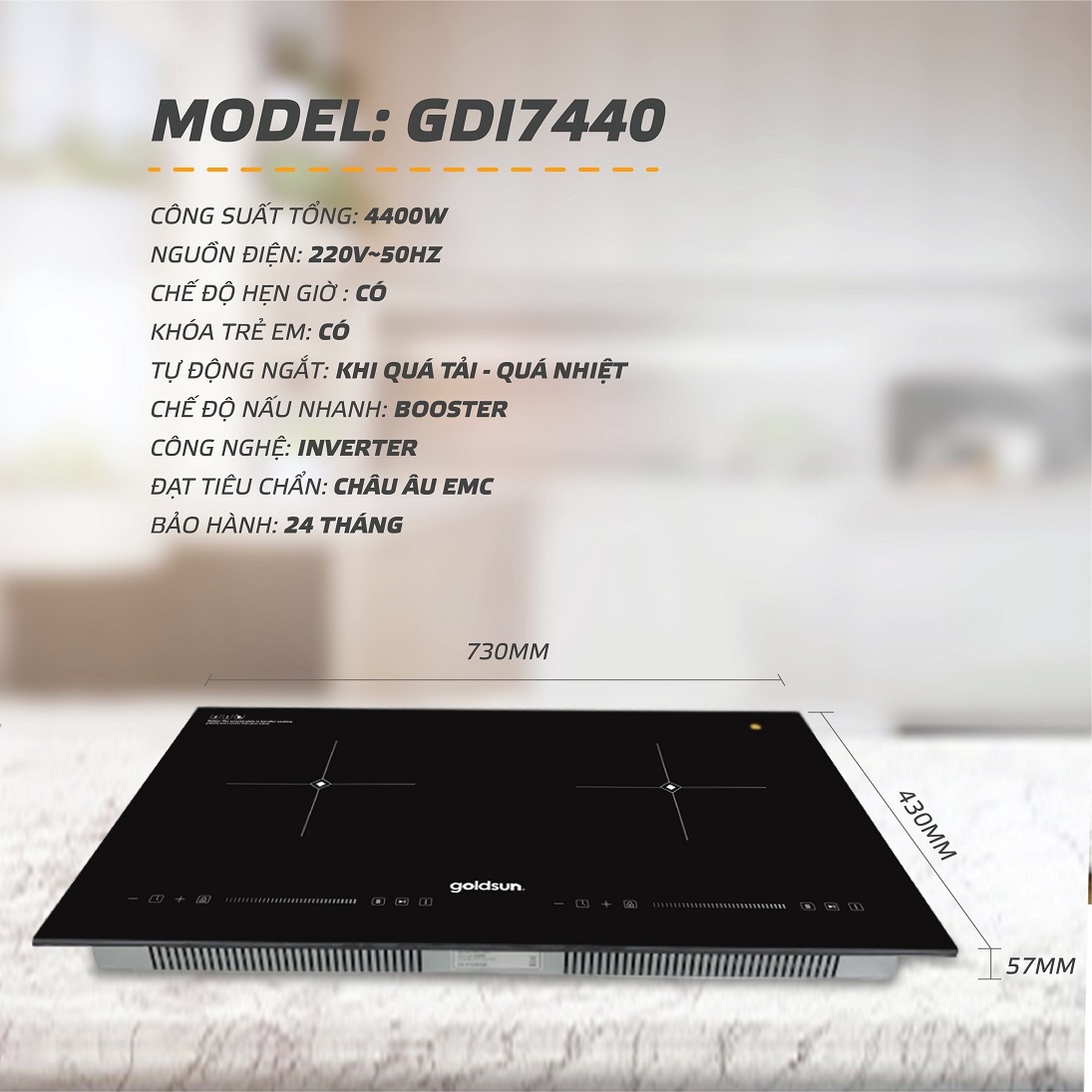 Bếp điện từ đôi Goldsun GDI7440