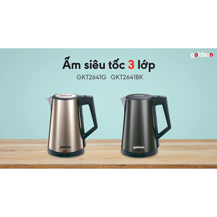 Ấm siêu tốc 3 lớp giữ nhiệt 1,7L Goldsun GKT2641G