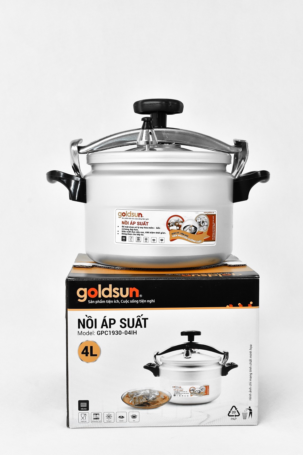 Nồi áp suất nhôm đáy từ 4L Goldsun GPC1930-04IH