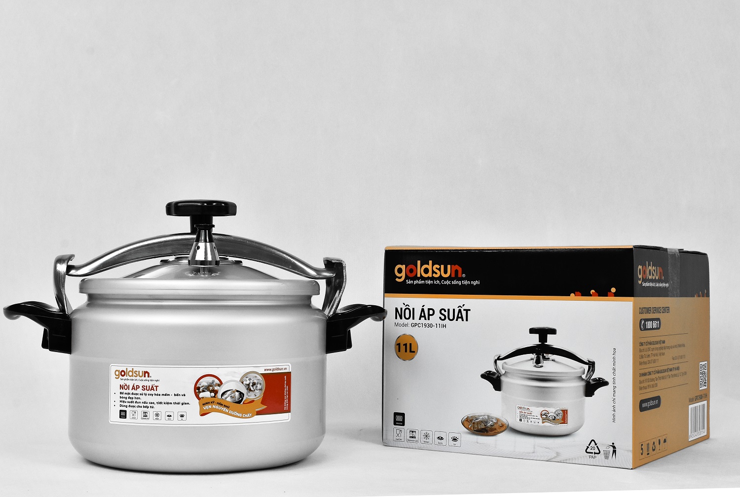 Nồi áp suất nhôm đáy từ 11L Goldsun GPC1930-11IH