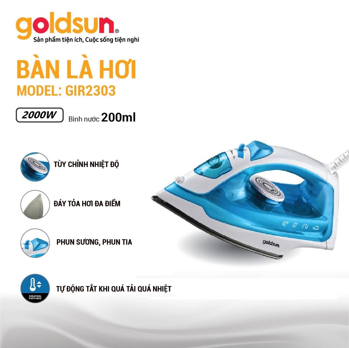 Bàn là hơi nước Goldsun GIR2303