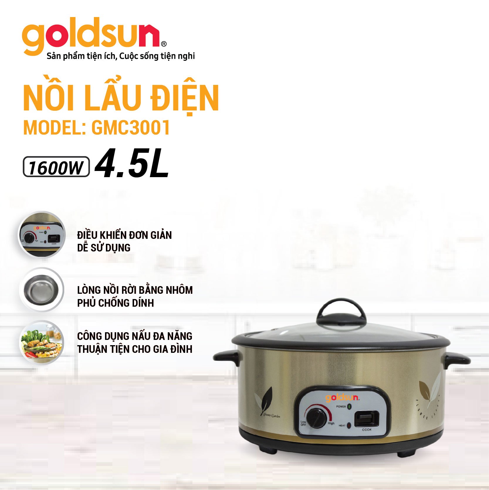 Nồi lẩu điện Goldsun GMC3001