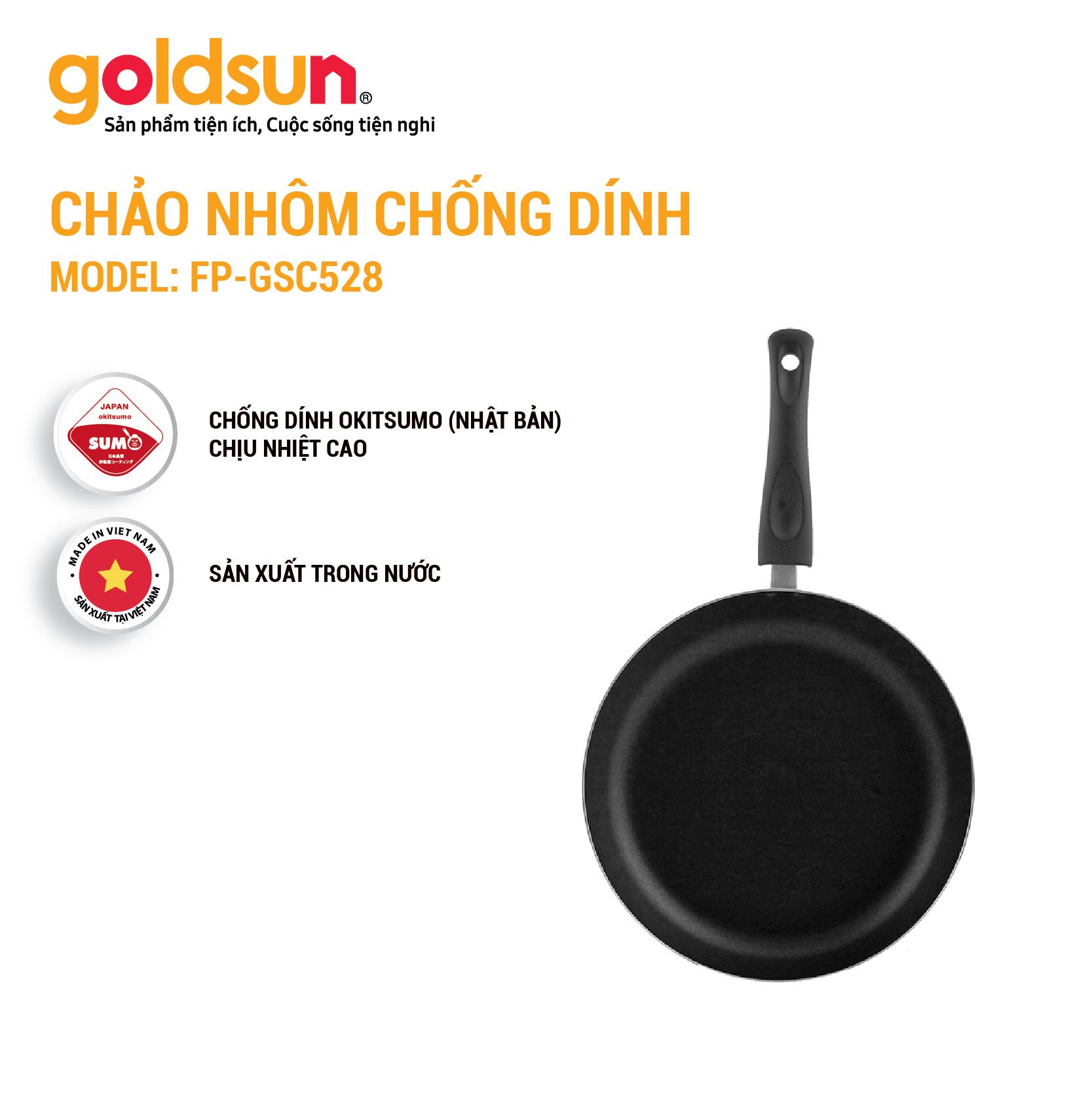 Chảo chống dính nhôm Goldsun GSC528