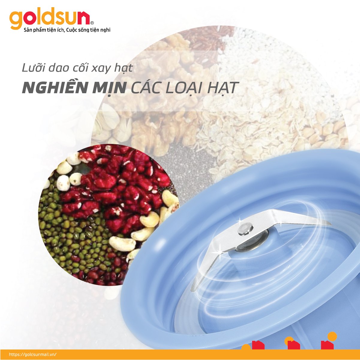 Máy xay sinh tố Goldsun công suất 400W, 3 cối thủy tinh GBL4114