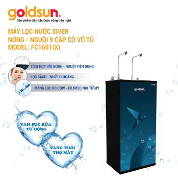 Máy lọc nước goldsun Silver Nóng - Nguội 9 cấp có vỏ tủ - FC1601(X)