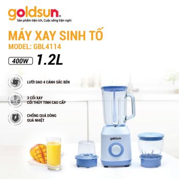 Máy xay sinh tố Goldsun công suất 400W, 3 cối thủy tinh GBL4114