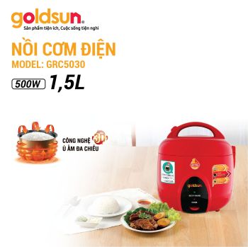 Nồi cơm điện Goldsun nắp Gài 3D 1,5 lít GRC5030 (màu đỏ)